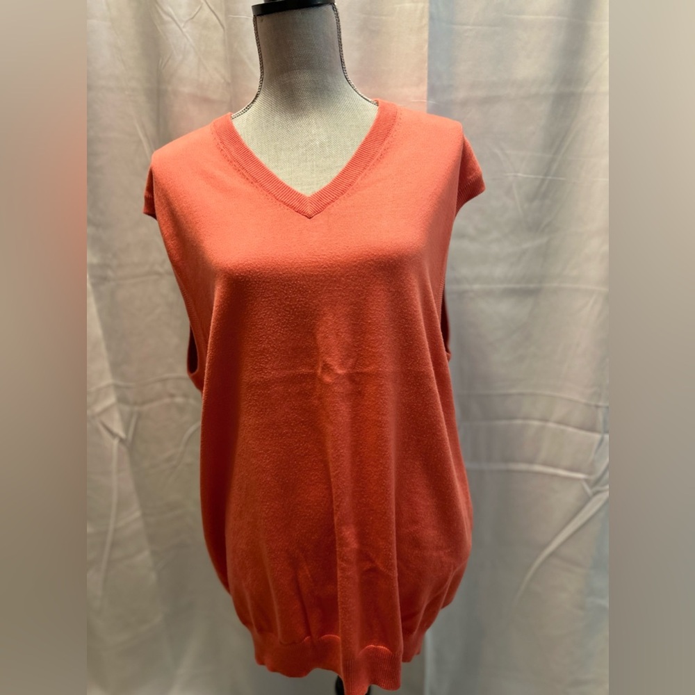 NWOT Men’s Brooks Brother Rust Orange V Neck Sweater Sz XL